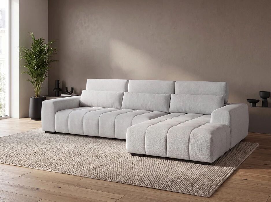 TALIA, Canap&eacute; d\'angle fixe en tissu (appui t&ecirc;te reglables)- 312cmx180cm