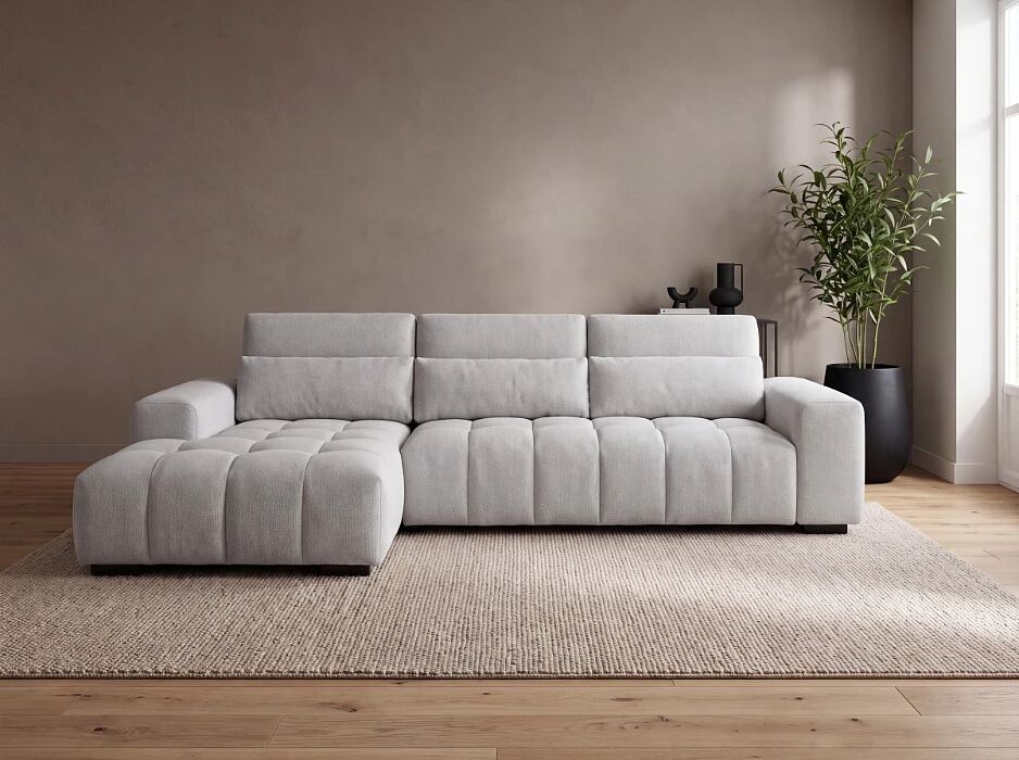TALIA, Canap&eacute; d\'angle fixe en tissu (appui t&ecirc;te reglables)- 312cmx180cm