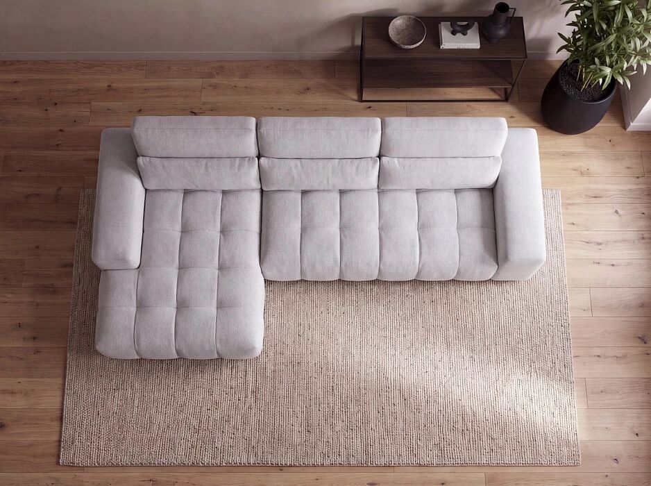 TALIA, Canap&eacute; d\'angle fixe en tissu (appui t&ecirc;te reglables)- 312cmx180cm