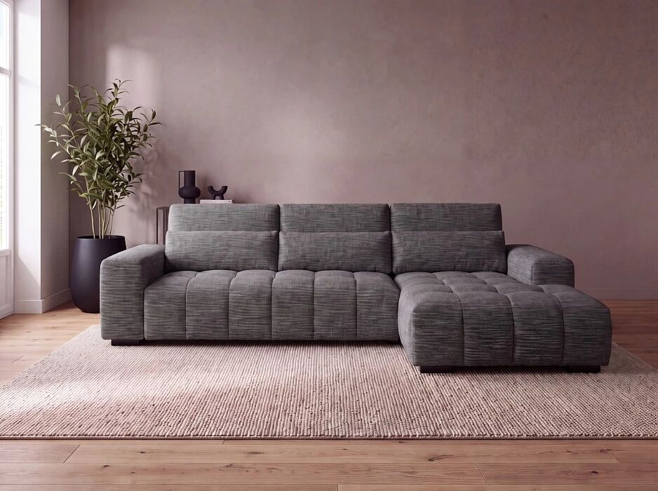 TALIA, Canap&eacute; d\'angle fixe en tissu (appui t&ecirc;te reglables)- 312cmx180cm