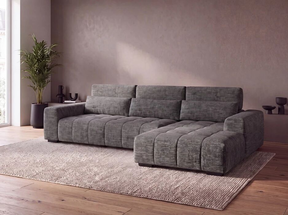 TALIA, Canap&eacute; d\'angle fixe en tissu (appui t&ecirc;te reglables)- 312cmx180cm