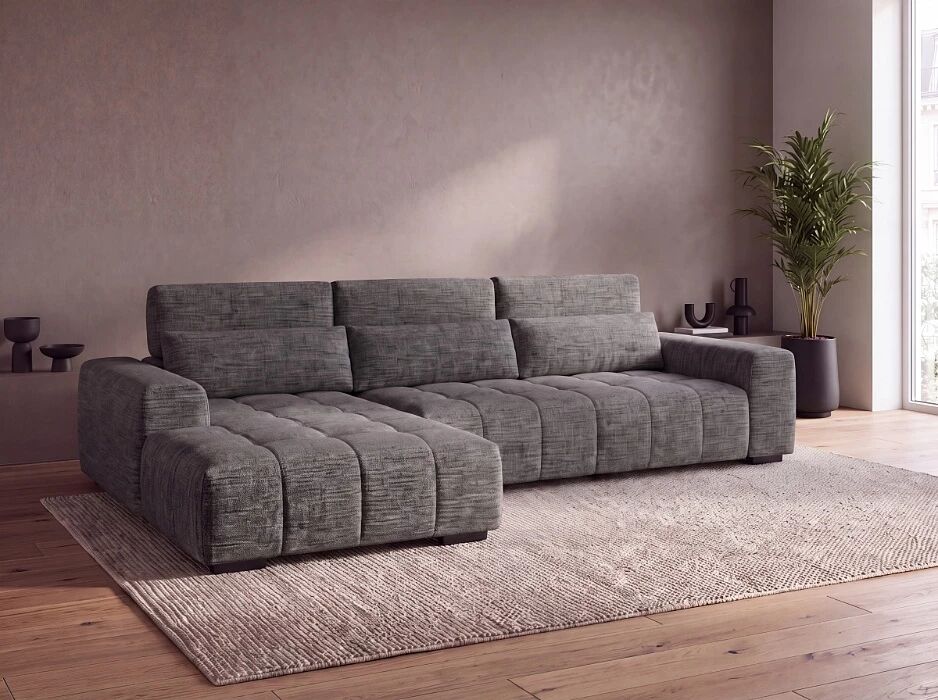TALIA, Canap&eacute; d\'angle fixe en tissu (appui t&ecirc;te reglables)- 312cmx180cm