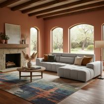 TALIA, Canap&eacute; d\'angle fixe en tissu (appui t&ecirc;te reglables)