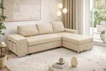 TIME, Canap&eacute; d\'angle NON REVERSIBLE  convertible Gigogne, avec 2 Poufs