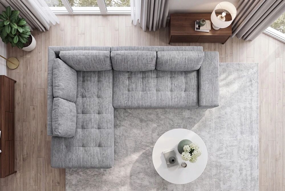 TIME, Canap&eacute; d\'angle NON REVERSIBLE  convertible Gigogne, avec 2 Poufs