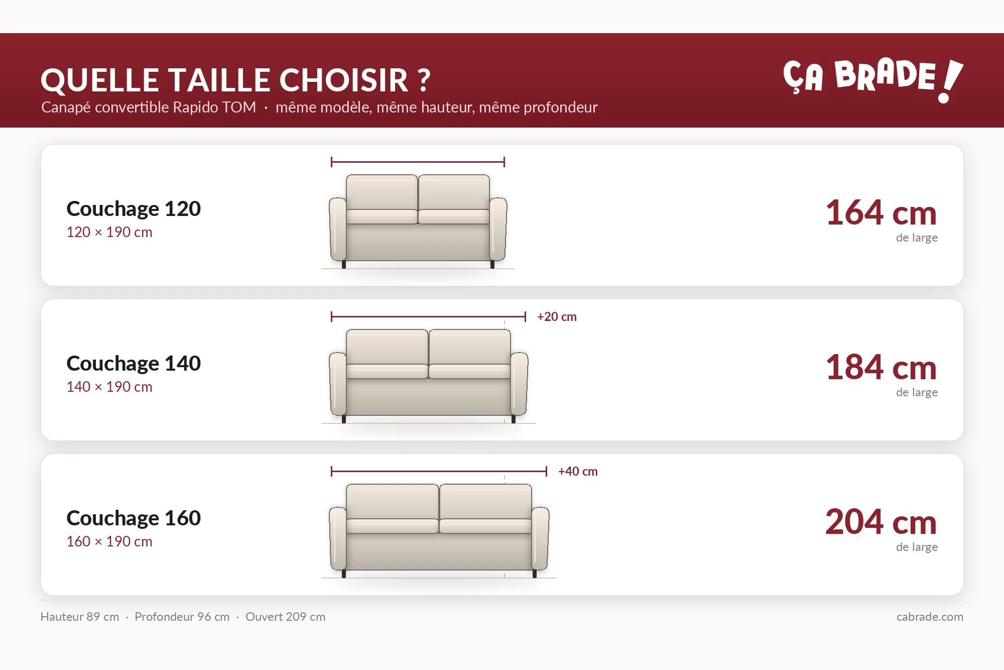 TOM, Convertible Rapido pour usage quotidien, couchage 140 cm en tissu Artemis
