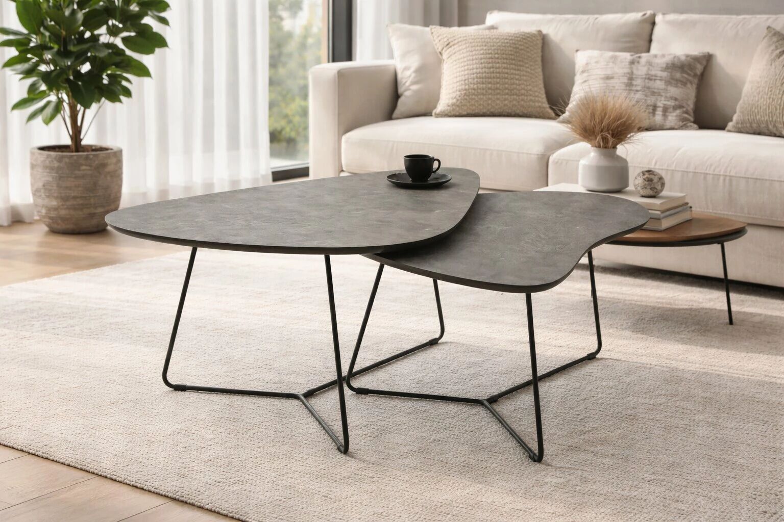 TUSSEY - Lot de 2 Tables Basses 125cm*80cm*75cm