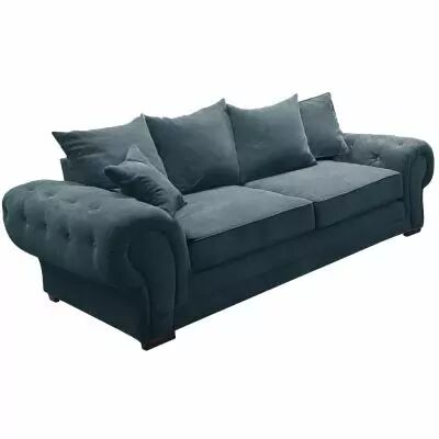 VERONA, Canap� 3 places, En tissu Velours Tiffany, coussins unis