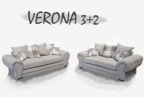 VERONA, Offre 3 + 2, Canapé en velours Tiffany, coussins unis