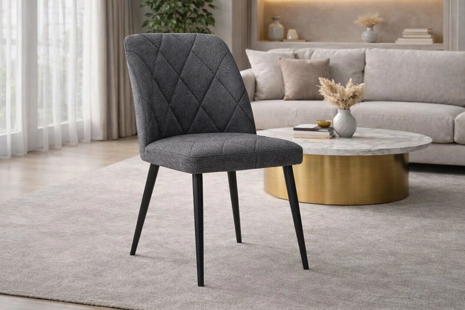 VIKA- Chaise de repas- Tissu KETEN (L48*P58*H90cm)