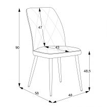 VIKA- Chaise de repas- velours ANKA (L48*P58*H90cm)