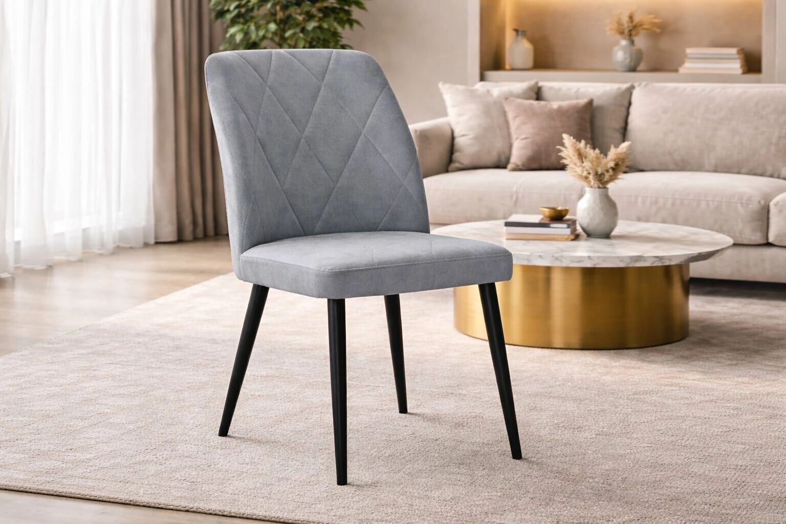 VIKA- Chaise de repas- velours ANKA (L48*P58*H90cm)