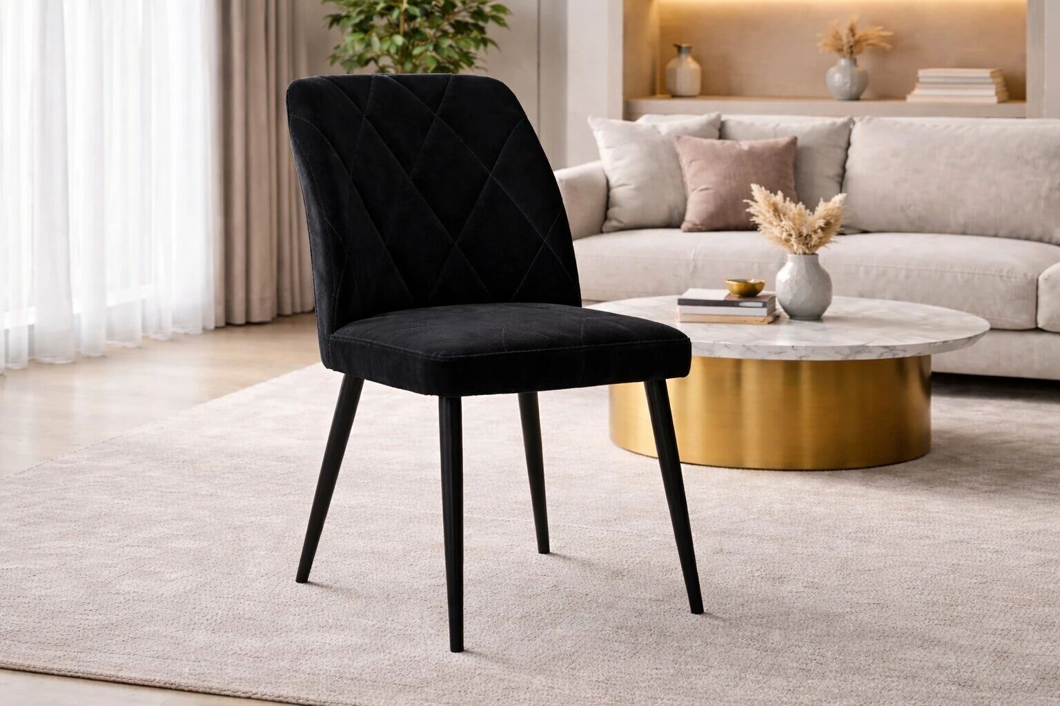 VIKA- Chaise de repas- velours ANKA (L48*P58*H90cm)