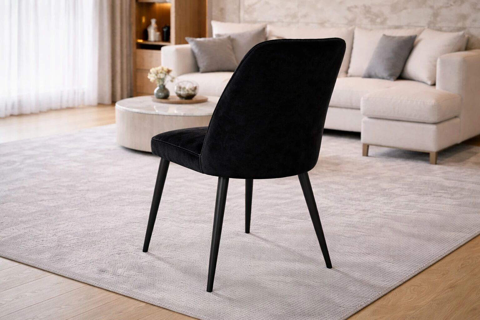 VIKA- Chaise de repas- velours ANKA (L48*P58*H90cm)