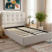 WAVE, Lit coffre en tissu bouclé, sans matelas