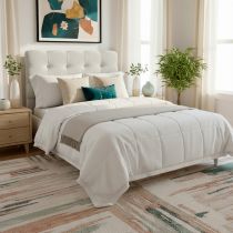 WAVE, Lit coffre en tissu bouclé, sans matelas