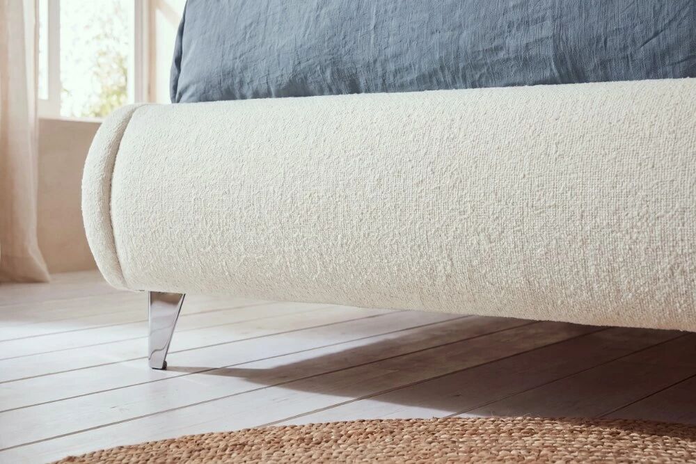 WAVE, Lit coffre en tissu boucl&eacute;, sans matelas