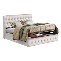 ZINUS, Lit coffre existe en plusieurs dimensions en velours, avec option matelas Aloe Vera 18cm