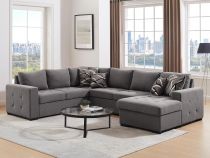 ZIPER-U, Grand angle gauche, convertible Gigogne avec m&eacute;ridienne &agrave; droite-TISSU GRIS CLAIR