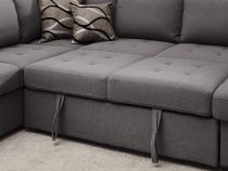 ZIPER-U, Grand angle gauche, convertible Gigogne avec m&eacute;ridienne &agrave; droite-TISSU GRIS CLAIR