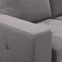 ZIPER-U, Grand angle gauche, convertible Gigogne avec m&eacute;ridienne &agrave; droite-TISSU GRIS CLAIR