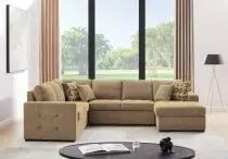 ZIPER-U, Grand angle gauche, convertible Gigogne avec m&eacute;ridienne &agrave; droite-TISSU TAUPE