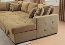 ZIPER-U, Grand angle gauche, convertible Gigogne avec m&eacute;ridienne &agrave; droite-TISSU TAUPE