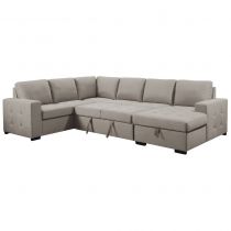 ZIPER-U, Grand angle gauche, convertible Gigogne avec m&eacute;ridienne. En tissu chenille